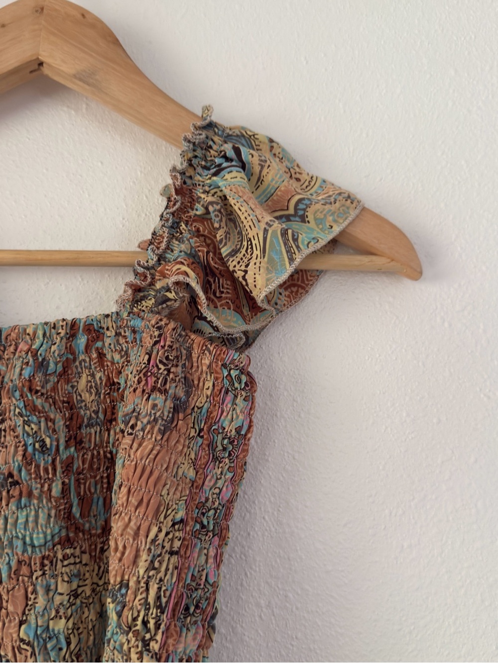 Fairy Smocked Peplum Tank One Size Silk Blend - Picture 8 of 8